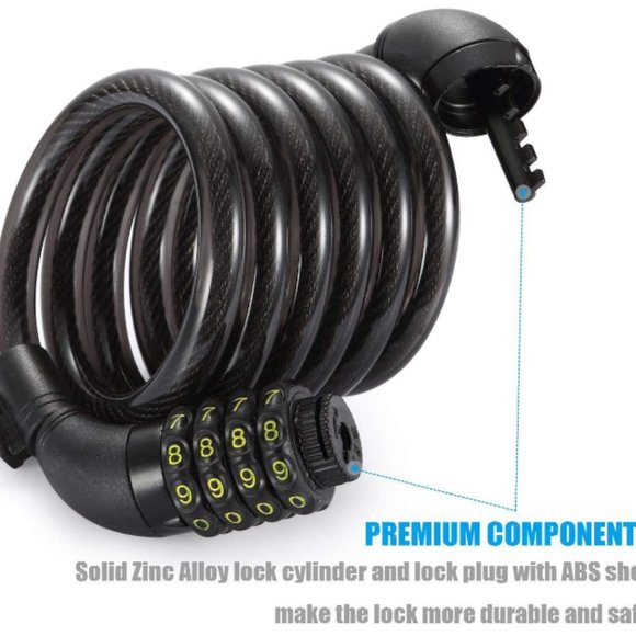 Titanker Bike Lock Cable,Kids Bike Cable Basic Self Coiling Combination Cable Co - Picture 5 of 7